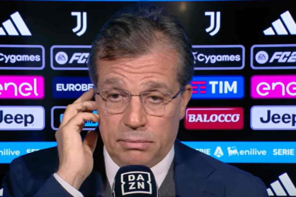 Giuntoli intervistato prima di una partita della Juventus