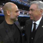 Pep Guardiola, allenatore del Manchester City, e Carlo Ancelotti, allenatore del Real Madrid